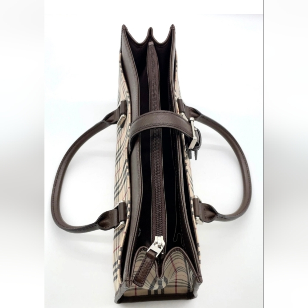 SALE! Authentic Burberry Nova Check Leather Beige/Brown Handbag W/DB - Picture 5 of 14